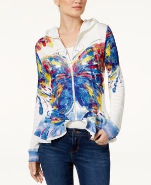 Inc International Concepts Butterfly-print Peplum Jacket, Only At Macy's
