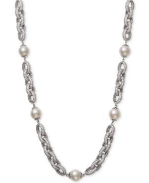 Belle De Mer Cultured Freshwater Pearl (9-1/2mm) & Cubic Zirconia 18 Statement Necklace In Sterling Silver