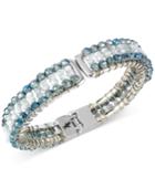 Kenneth Cole New York Silver-tone Blue And White Beaded Bangle Bracelet