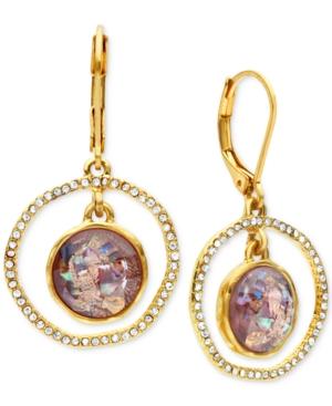 Lonna & Lilly Gold-tone Purple Stone And Pave Orbital Drop Earrings