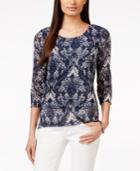 Style & Co. Printed Lace Top, Only At Macy's