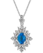 Blue Topaz (1 Ct. T.w.) & Diamond (1/5 Ct. T.w.) Pendant Necklace In 14k White Gold
