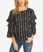 Cece Printed Tiered-sleeve Top