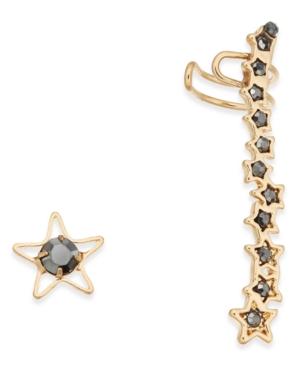 Inc International Concepts Gold-tone Stone Stud And Climber Mismatch Earrings, Created For Macy's