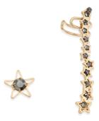 Inc International Concepts Gold-tone Stone Stud And Climber Mismatch Earrings, Created For Macy's