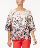 Charter Club Lace Floral-print Top, Only At Macy's