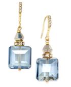 Inc International Concepts Gold-tone Blue Crystal Square Drop Earrings, Only At Macy's