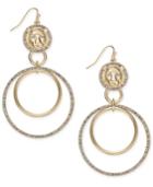 Thalia Sodi Extra Large Gold-tone Lion Crystal Double Drop Earrings 3.5, Created For Macy's
