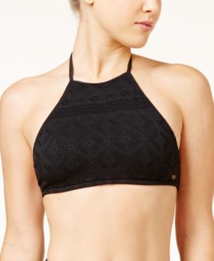 Roxy Cozy And Soft Crochet High-neck Racerback Bikini Crop Top Women's Swimsuit