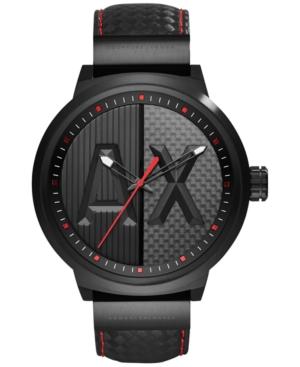 Ax Armani Exchange Men's Black Leather Strap Watch 49mm Ax1372