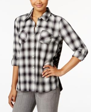 Style & Co. Petite Paisley-back Plaid Shirt, Only At Macy's