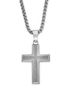 Esquire Men's Jewelry Diamond Cross Pendant Necklace (1/6 Ct. T.w.) In Stainless Steel, Only At Macy's