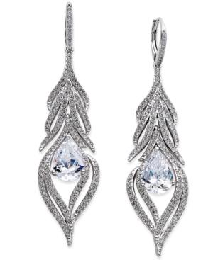 Eliot Danori Silver-tone Cubic Zirconia Crystal Pear And Pave Drop Earrings, Only At Macy's