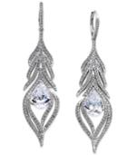 Eliot Danori Silver-tone Cubic Zirconia Crystal Pear And Pave Drop Earrings, Only At Macy's
