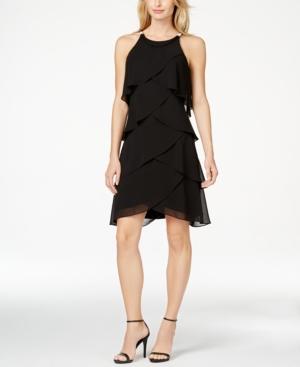 Sl Fashions Tiered Chiffon Dress