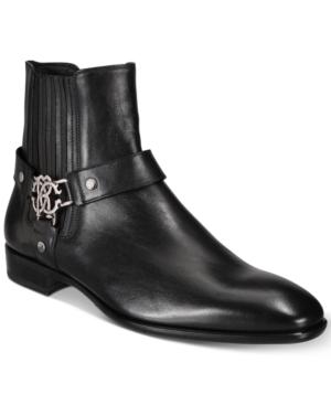 Roberto Cavalli Men's Logo Harness Moto Boots Men's Shoes