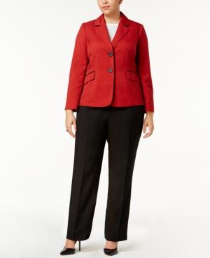 Le Suit Plus Size Two-button Glazed Melange Pantsuit