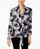 Ny Collection Printed Tie Front Blouse