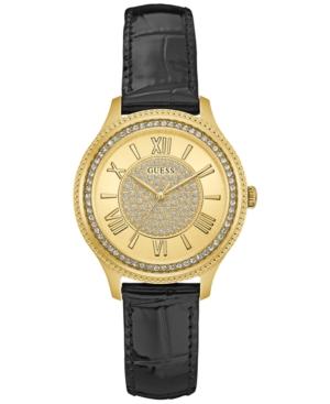 Guess Women's Madison Black Leather Strap Watch 37mm U0840l1