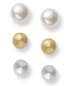 Giani Bernini Pearl Earrings Set, Two-tone Cultured Freshwater Pearl Stud Earrings