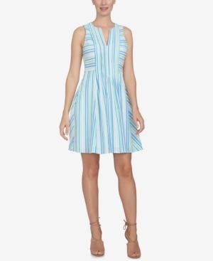Cece Striped Fit & Flare Dress