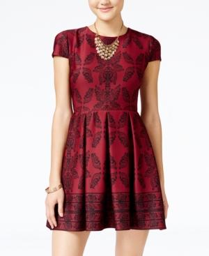 B Darlin Juniors' Illusion Fit & Flare Scuba Dress