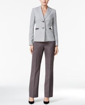 Le Suit Colorblocked Houndstooth Pantsuit