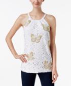 Inc International Concepts Embroidered Lace Halter Top, Only At Macy's