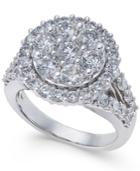 Diamond Large Round Cluster Ring (2-1/2 Ct. T.w.) In 14k White Gold