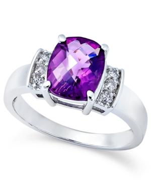 Amethyst (2-1/10 Ct. T.w.) And Diamond (1/8 Ct. T.w.) Ring In 14k White Gold