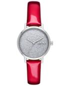 Dkny Women's Modernist Red Patent Leather Strap Watch 32mm, Created For Macy's