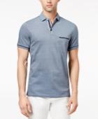 Ryan Seacrest Distinction Men's Slim-fit Blue Printed-collar Pocket Polo, Created For Macy's
