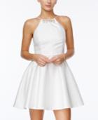 Crystal Doll Juniors' Embellished Open-back Fit & Flare Dress