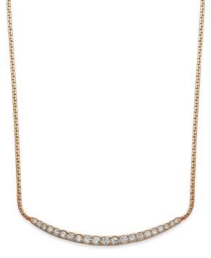 Michael Kors Rose Gold-tone Clear Pave Bar Pendant Necklace