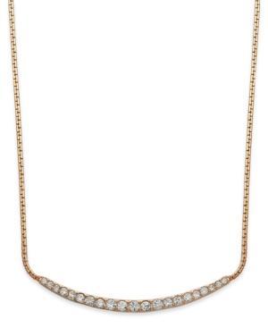 Michael Kors Rose Gold-tone Clear Pave Bar Pendant Necklace
