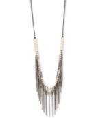 Inc International Concepts Two-tone Imitation Pearl Long Fringe Statement Necklace, Only At Macy's