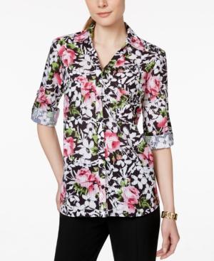 Ny Collection Floral Button-down Shirt