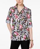 Ny Collection Floral Button-down Shirt