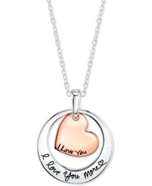 I Love You More Two-tone Pendant Necklace In Sterling Silver