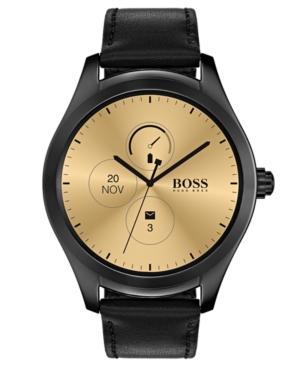 Boss Hugo Boss Men's Digital Touch Black Leather Strap Touchscreen Smart Watch 46mm 1513552