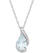 Aquamarine (1-1/6 Ct. T.w.) And Diamond Accent Teardrop Pendant Necklace In 14k White Gold