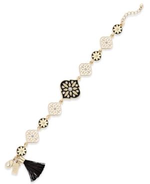 Kate Spade New York Gold-tone And Black Enamel Tassel Link Bracelet