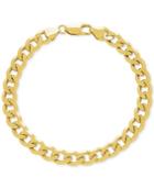 Curb Link Wide Chain Bracelet In 18k Gold-plated Sterling Silver
