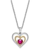 Ruby Heart Pendant Necklace In 14k Gold And Sterling Silver (5/8 Ct. T.w.)
