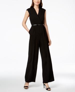 Calvin Klein Belted Cap-sleeve Jumpsuit