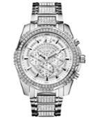 Guess Watch, Men's Chronograph Crystal-accent Stainless Steel Bracelet 47mm U0291g1