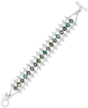 Lucky Brand Silver-tone Abalone-look Ladder Toggle Bracelet