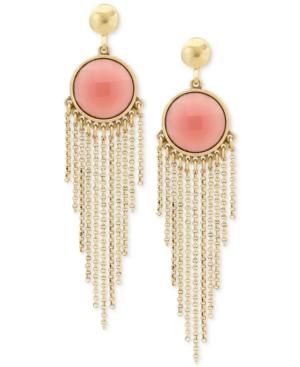 Lucky Brand Gold-tone Stone & Chain Fringe Drop Earrings, A Macy's Exclusive Style