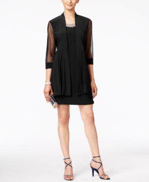 R & M Richards Embellished Dress And Illusion Duster Jacket