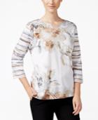 Alfred Dunner Mixed-print Studded Top